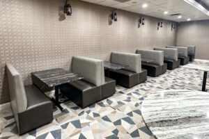 Custom banquette booths grey