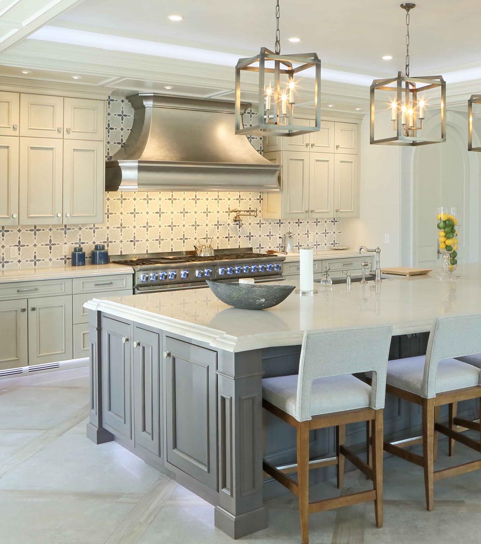 white residential custom millwork kitchen cabinets