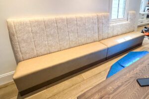 Custom banquette being installed
