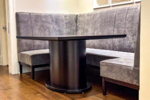 grey custom banquette seating