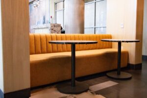 orange bench banquette seating