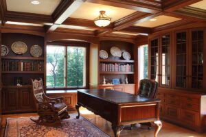 built-in custom millworok shelves study