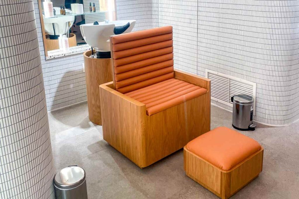 custom millwork hair washing chair