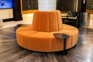 organe lobby banquette custom millwork