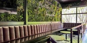 leather custom banquette in restaurant