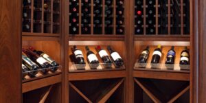 custom millwork built in shelving for wine