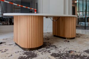 Custom commercial millwork reception desk