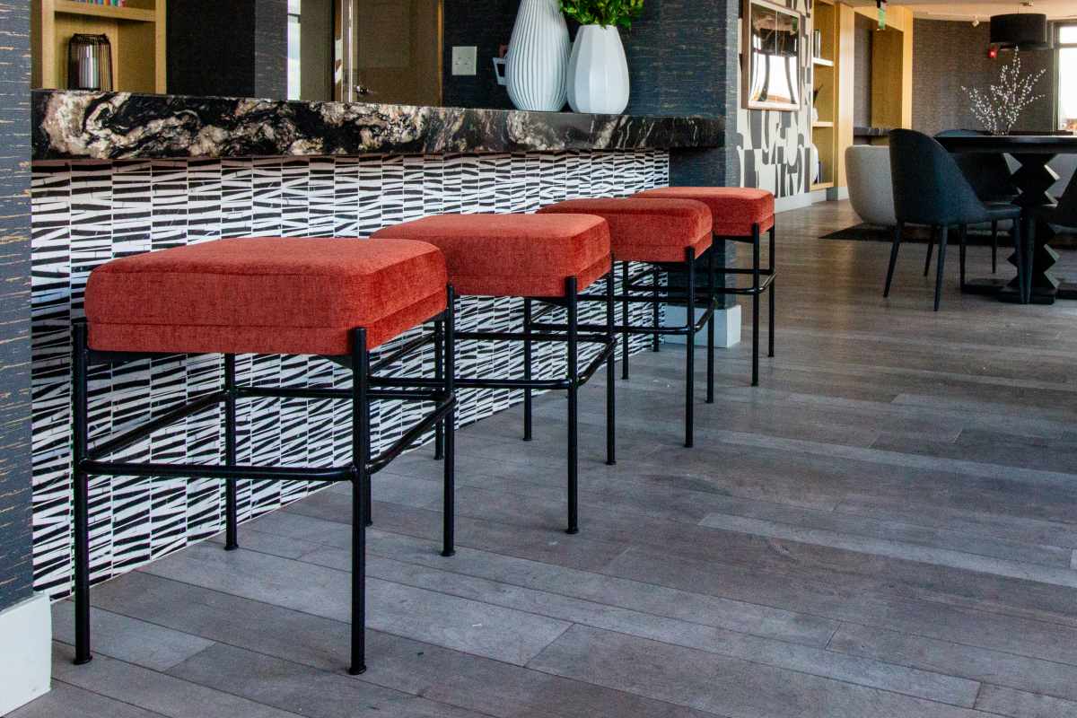 commercial millwork custom bar stool seating